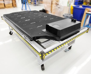 The lithium-ion battery pack for the Tesla S sedan