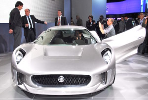 Jaguar design chief Ian Callum (second from left) after unveiling the C-X75 at the Paris show in 2010. Photo – Alastair Sloane