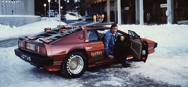The late Sir Roger Moore, aka secret agent James Bond, with the Lotus Esprit 